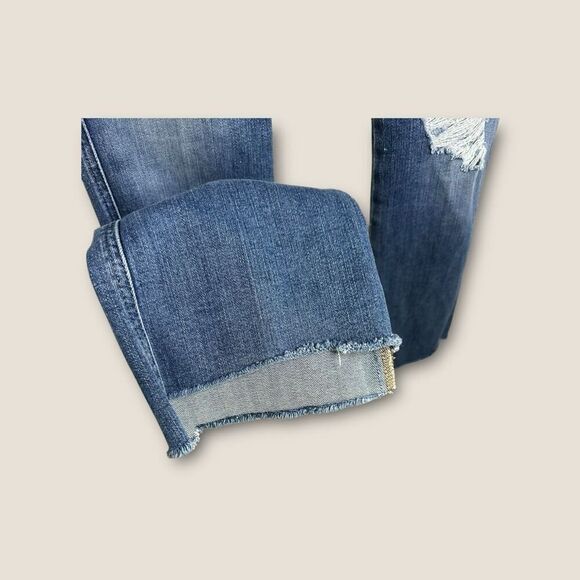 FRAME Le Crop Mini Boot Jeans Mid Rise Wine Ridge Destruct NWT Size 23 - Picture 4 of 8